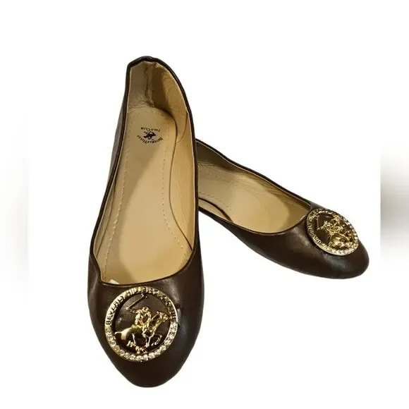 Beverly Hills Polo Club Brown Flats Like New sz 10 - Picture 1 of 8